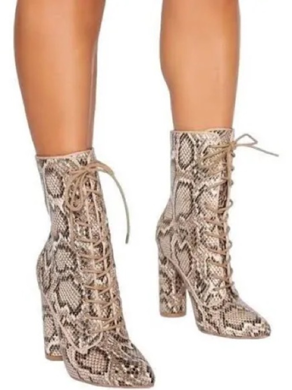 Snake skin lace up boots 9 ( runs small )